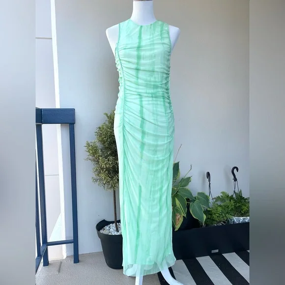 chinese dress ladies Zara Satin Maxi Mint